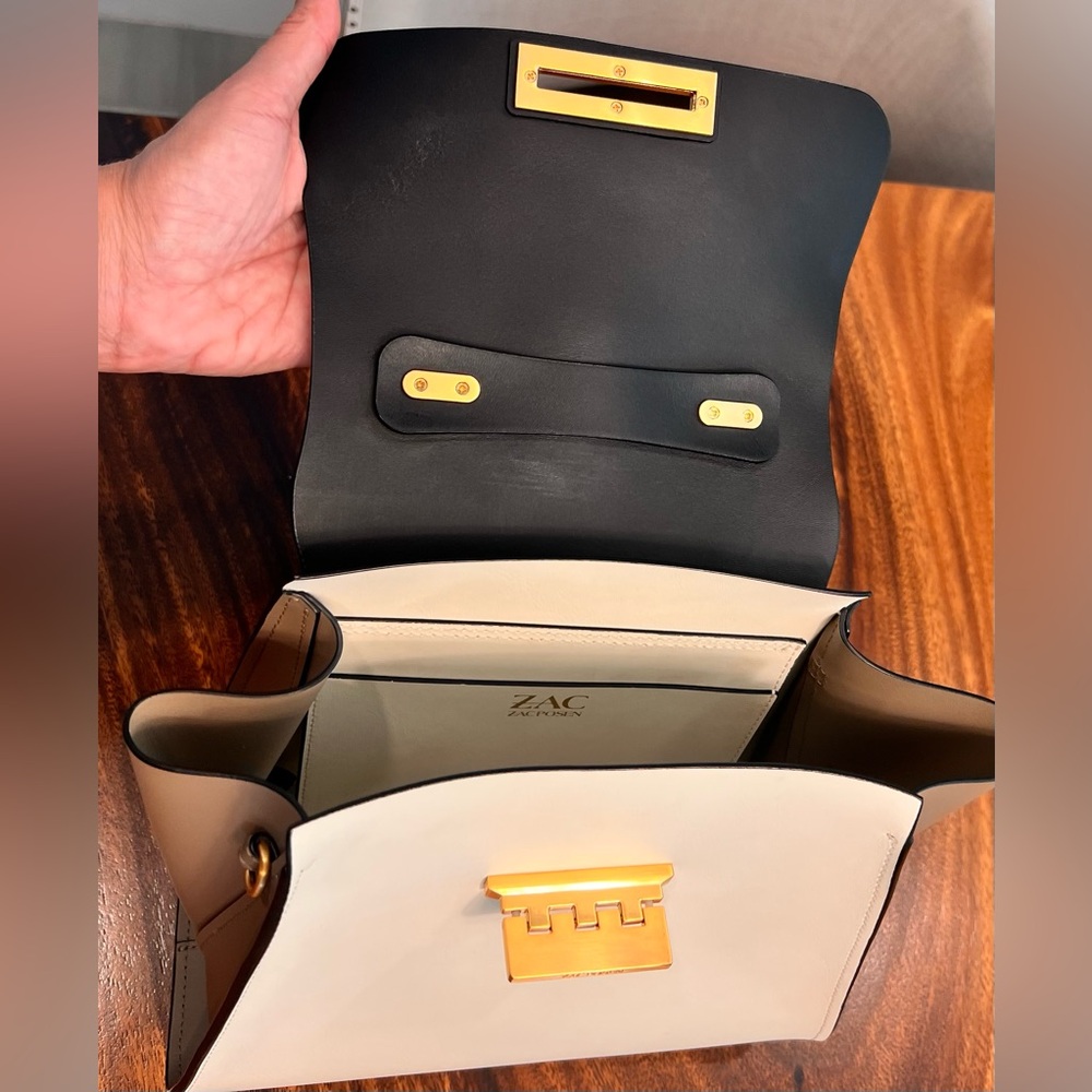 Zac Posen Eartha ColorBlock Black & Cream Convertible Satchel EUC SOLD OUT Every - Picture 7 of 17